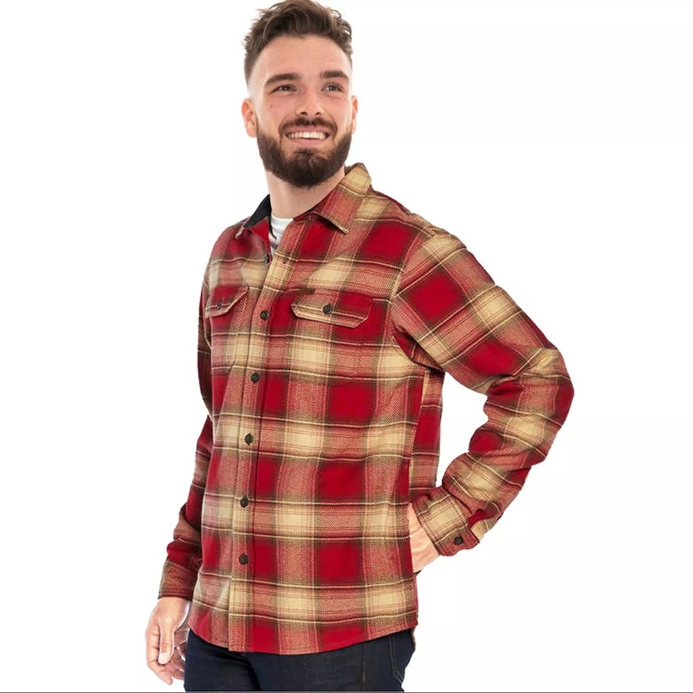 Orvis Heavyweight Flannel Shirt With Hand Pockets Red Plaid Shacket